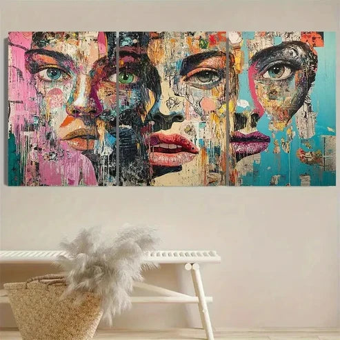 3pcs Community One Contemporary Wall Art Set Canvas Unframed - High Quality Print 100% Australian Made Wall Canvas