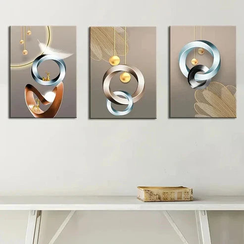 3pcs Modern Abstract Geometric Decoration Wall Art Set Canvas Unframed - High Quality Print 100% Australian Made Wall Canvas