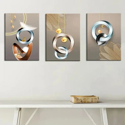 3pcs Modern Abstract Geometric Decoration Wall Art Set Canvas Unframed - High Quality Print 100% Australian Made Wall Canvas