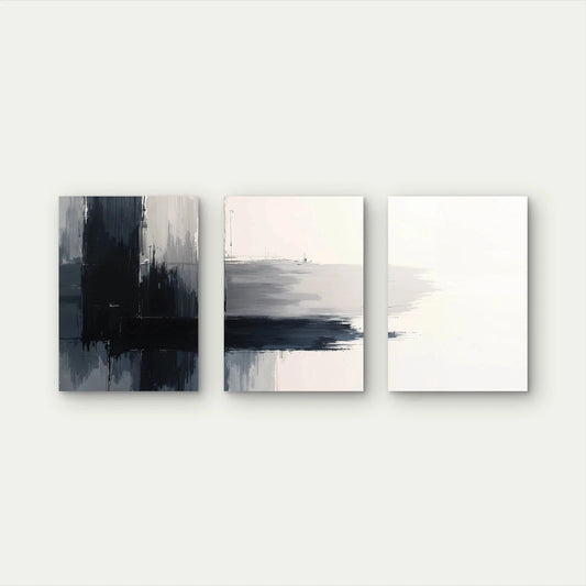 3pcs Minimalist Monochrome Grey Black Abstract Wall Art Set Canvas Framed 60x90cm - High Quality Print 100% Australian Made Wall Canvas Ready to Hang - Bella Home Decor