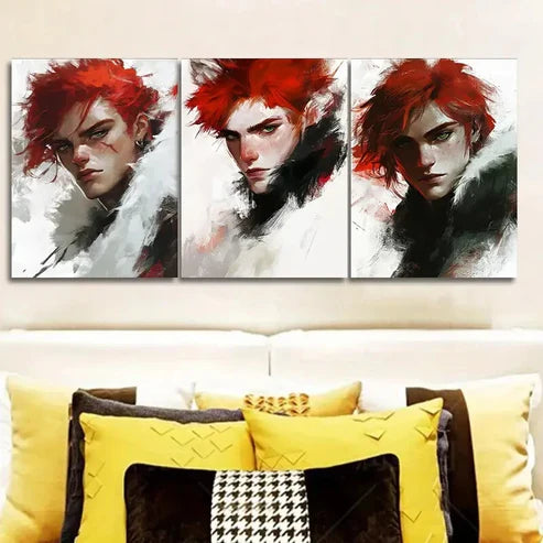 3pcs A Man with Red Hair (4) Wall Art Canvas Unframed - High Quality Print 100% Australian Made Wall Canvas - Bella Home Decor