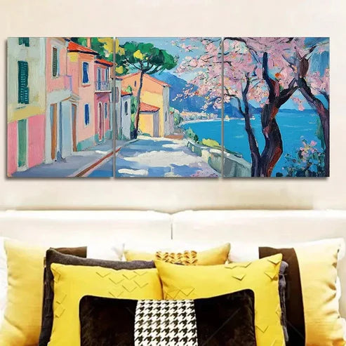 3pcs The cherry blossoms open. (5) Wall Art Set Canvas Unframed - High Quality Print 100% Australian Made Wall Canvas