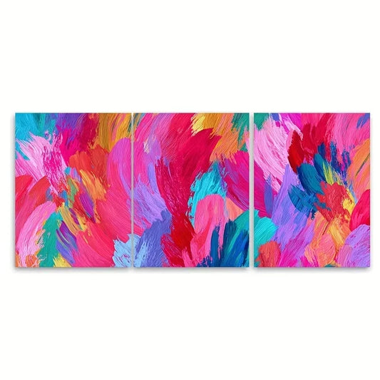 3pcs Vibrant Abstract Painting Colorful Wall Art Set Canvas Framed 50x70cm - High Quality Print 100% Australian Made Wall Canvas Ready to Hang