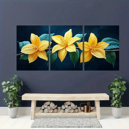 3pcst Ylang Ylang Art Plant Painting Art Metal Print Ready to Hang Art - Bella Home Decor