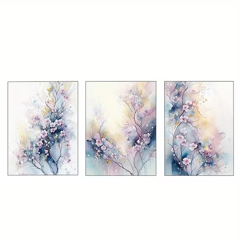 3pcs Gentle Pink Cherry Blossom Watercolor Art  Wall Art Set Canvas Framed 40x60cm - High Quality Print 100% Australian Made Wall Canvas Ready to Hang - Bella Home Decor