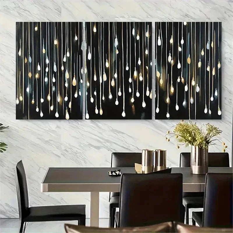 3pcsg Elegant Festive Lights for a New Year'S Eve Metal Print Ready to Hang Art