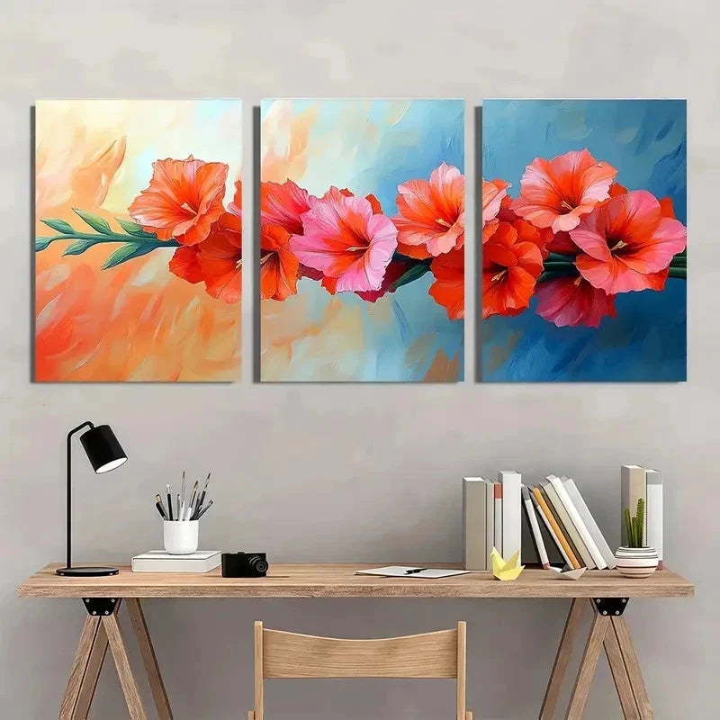3pcs Gladiolus Flower Nature Beauty Perfect Wall Art Set Canvas Framed 50x70cm - High Quality Print 100% Australian Made Wall Canvas Ready to Hang - Bella Home Decor
