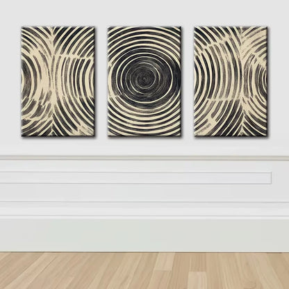 3pcs Modern Luxurious Abstract Wood Ring Wall Art Set Canvas Framed 60x90cm - High Quality Print 100% Australian Made Wall Canvas Ready to Hang