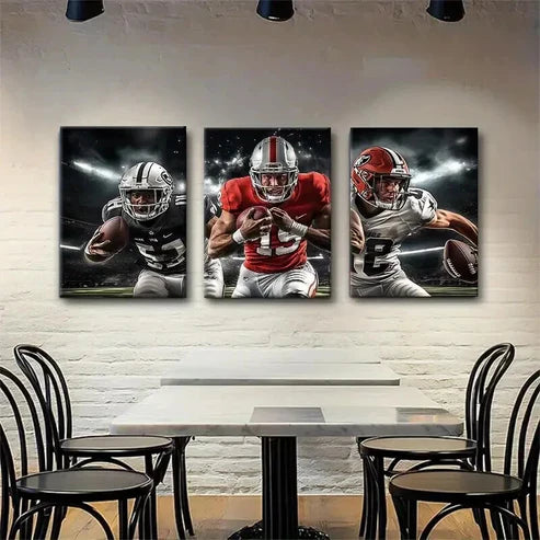 3pcs Football Players Sports Dynamic Wall Art Canvas Unframed - High Quality Print 100% Australian Made Wall Canvas - Bella Home Decor