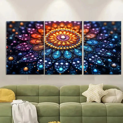 3pcs Abstract Vibrant Moroccan Kaleidoscope i  Wall Art Set Canvas Framed 60x90cm - High Quality Print 100% Australian Made Wall Canvas Ready to Hang - Bella Home Decor