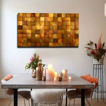 Golden Square Pattern Wall Art Canvas Office Home Room Framed 120x60cm