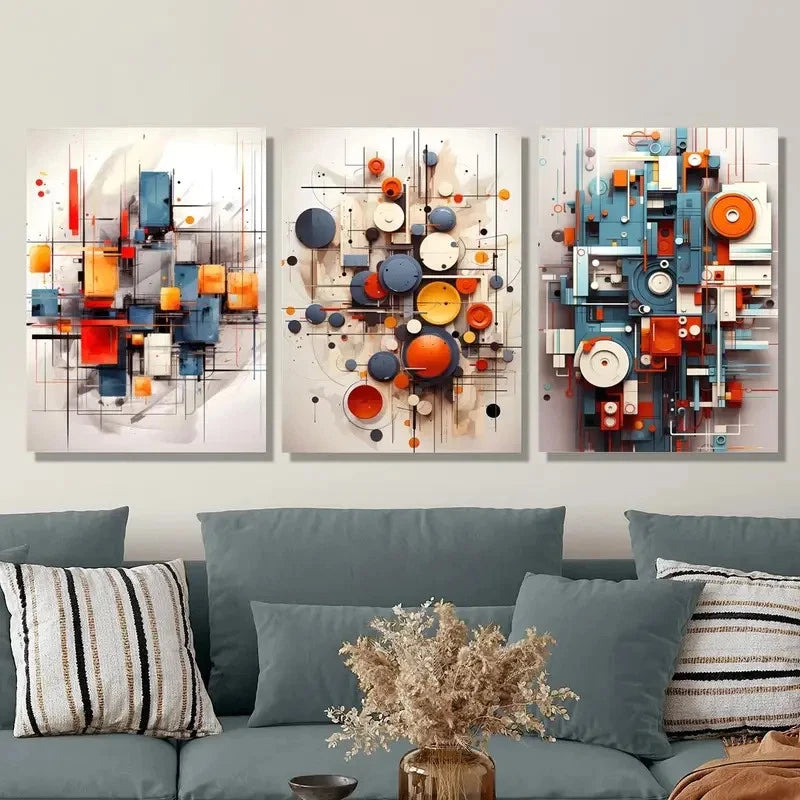 3pcs Colorful Abstract Three-Dimensional Metal Print Ready to Hang Art