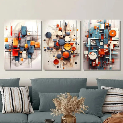 3pcs Colorful Abstract Three-Dimensional Metal Print Ready to Hang Art