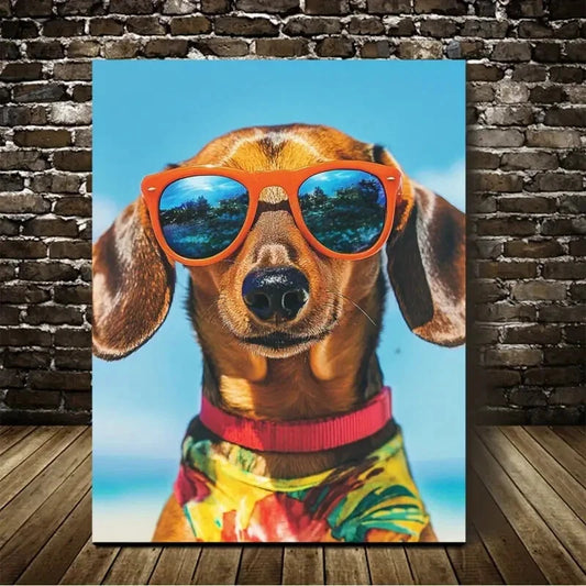 Beautiful Modern Dachshund suitable Painting 40x60cm Metal Print Ready to Hang - Bella Home Decor