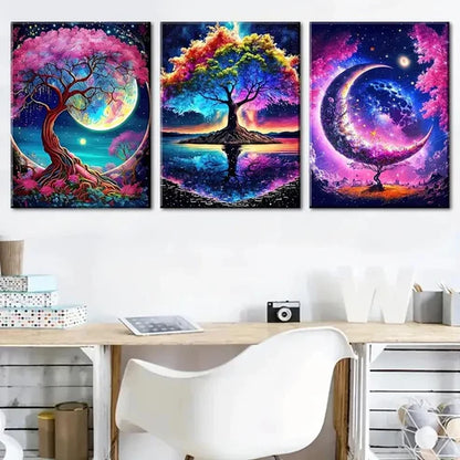3pcs Fantasy Purple Tree of Life Dreamy Perfect Wall Art Canvas Unframed - High Quality Print 100% Australian Made Wall Canvas