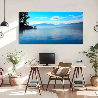 Serene Lake & Mountain Decor Wall Art Canvas Office Home Room Framed 120x60cm