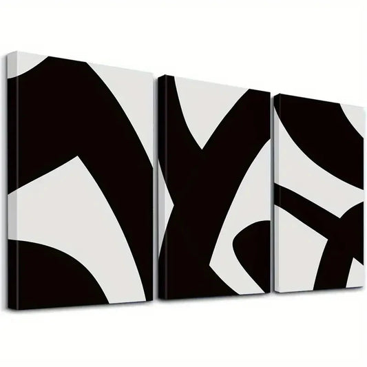 3pcs Black and White Decorative Wall Art Set Canvas Framed 50x70cm - High Quality Print 100% Australian Made Wall Canvas Ready to Hang