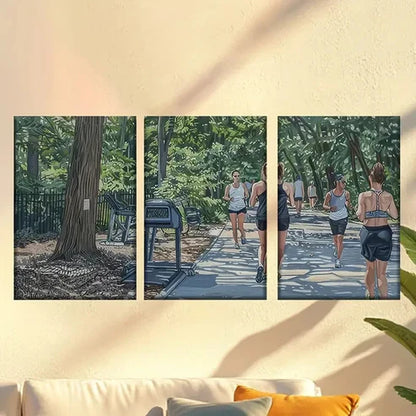 3pcs Fitness People in the Park Wall Art Canvas Unframed – High Quality Print 100% Australian Made Wall Canvas