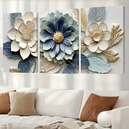 3pcs Modern Floral Painting Wall Art Canvas Unframed - High Quality Print 100% Australian Made Wall Canvas