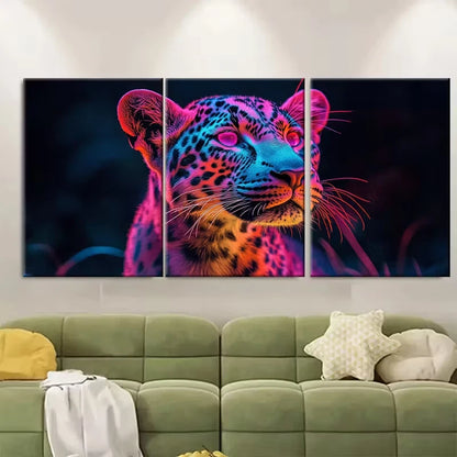 3pcs Neon Leopard Metal Print Ready to Hang Art