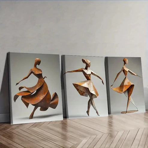 3pcs Rusty Metal Girl Modern & Elegant Wall Art Set Canvas Unframed - High Quality Print 100% Australian Made Wall Canvas