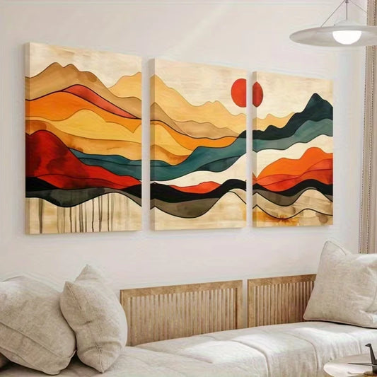 3pcs Abstract Mountain Landscape Decoration Wall Art Set Canvas Framed 60x90cm - High Quality Print 100% Australian Made Wall Canvas Ready to Hang