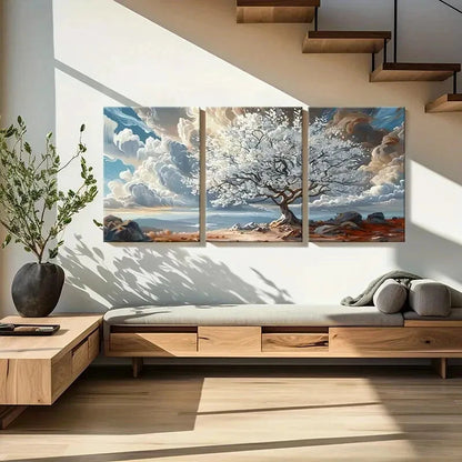 3pcs Blossoming Tree Flowers Natural Scenery Metal Print Ready to Hang Art - Bella Home Decor