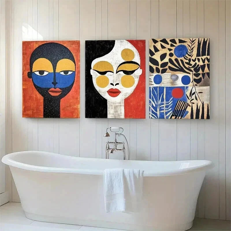 3pcs Modern Geometric Tribal Abstract Perfect Wall Art Set Canvas Framed 50x70cm - High Quality Print 100% Australian Made Wall Canvas Ready to Hang - Bella Home Decor