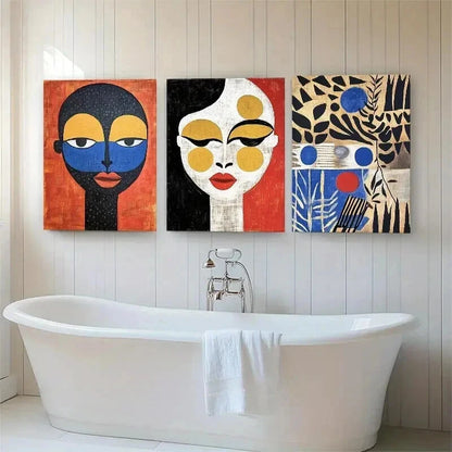3pcs Modern Geometric Tribal Abstract Perfect Wall Art Set Canvas Framed 50x70cm - High Quality Print 100% Australian Made Wall Canvas Ready to Hang - Bella Home Decor
