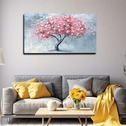 Pink Leaves on Abstract Wall Art canvas office home room framed 120x60cm