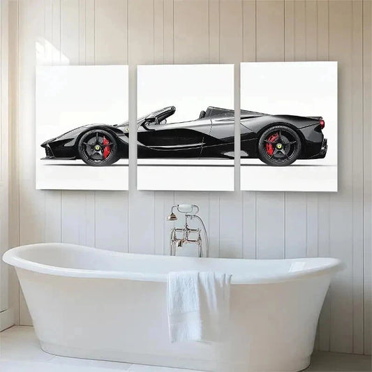 3pcs Luxury Supercar Exotic Black Décor Perfect Wall Art Set Canvas Framed 50x70cm - High Quality Print 100% Australian Made Wall Canvas Ready to Hang