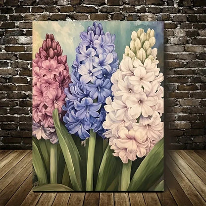Beautiful Vibrant Hyacinths in Pink Purple & White 40x60cm Metal Print Ready to Hang - Bella Home Decor