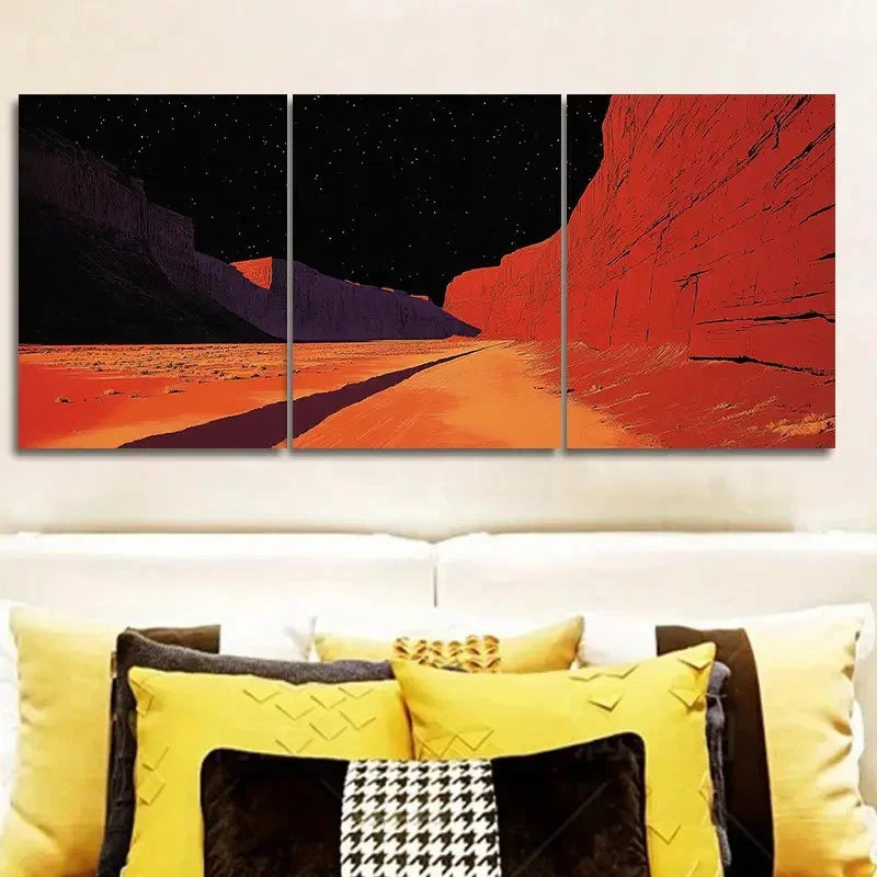 3pcs Vibrant Sandstone Modern Desert Landscape  Wall Art Set Canvas Framed 50x70cm - High Quality Print 100% Australian Made Wall Canvas Ready to Hang - Bella Home Decor