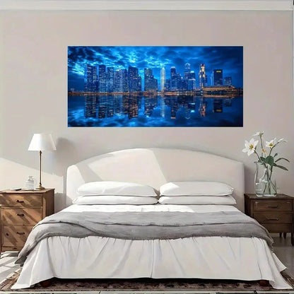 Modern Vintage Cityscape Wall Art Canvas Office Home Room Framed 120x60cm
