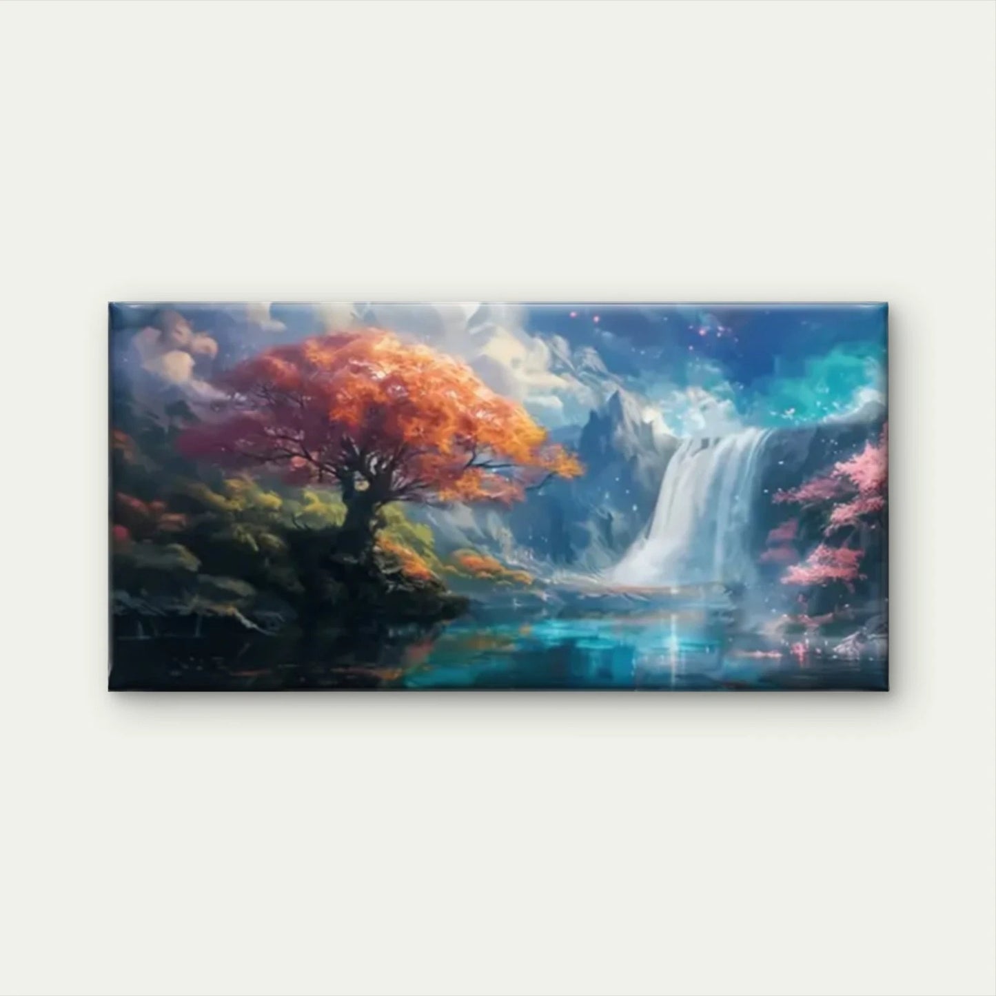 Waterfalls And Trees Wall Art Canvas Office Home Room Framed 120x60cm