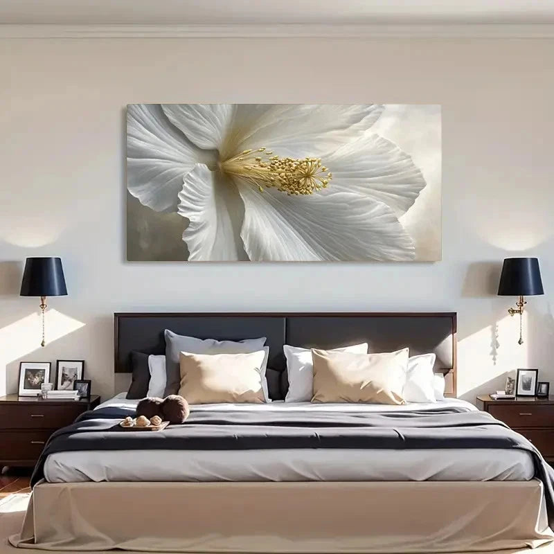 Golden Stamens Textured Flower Wall Art Canvas Office Home Room Framed 120x60cm - Bella Home Decor