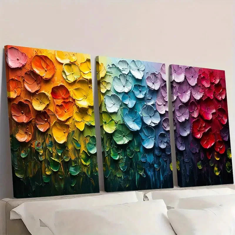 3pcs Colorful Palette Knife  GT   Wall Art Set Canvas Framed 60x90cm - High Quality Print 100% Australian Made Wall Canvas Ready to Hang - Bella Home Decor