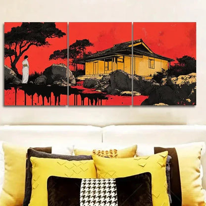 3pcs Ancient buildings, Wall Art Set Canvas Unframed - High Quality Print 100% Australian Made Wall Canvas - Bella Home Decor