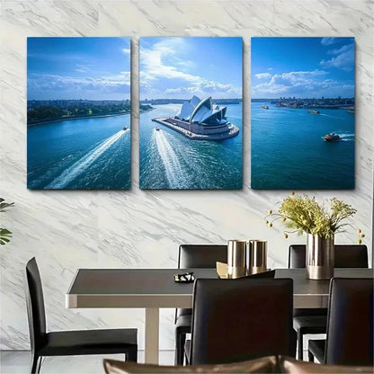 3pcs Sydney Opera Harbour Art Australia Wall Art Set Canvas Framed 50x70cm - High Quality Print 100% Australian Made Wall Canvas Ready to Hang