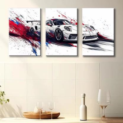 3pcs Luxurious Racing car Wall Art Set Canvas Framed 60x90cm - High Quality Print 100% Australian Made Wall Canvas Ready to Hang