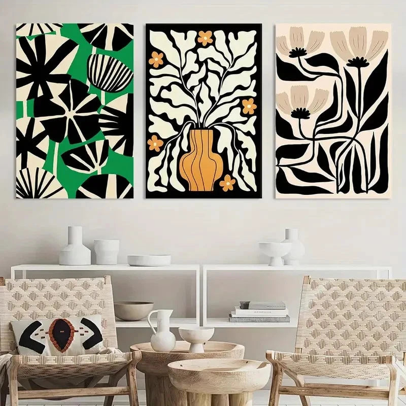 3pcs Vintage Flowers Plant Poster Print Metal Print Ready to Hang Art - Bella Home Decor