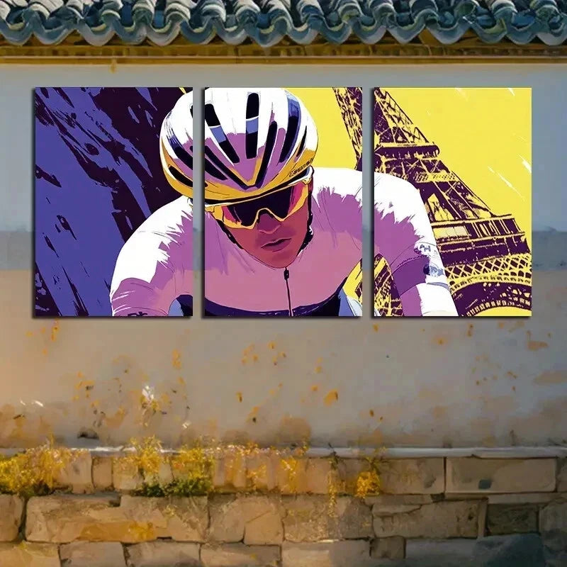3pcs Bicycle and Architectural Landmarks Wall Art Set Canvas Framed 40x60cm - High Quality Print 100% Australian Made Wall Canvas Ready to Hang