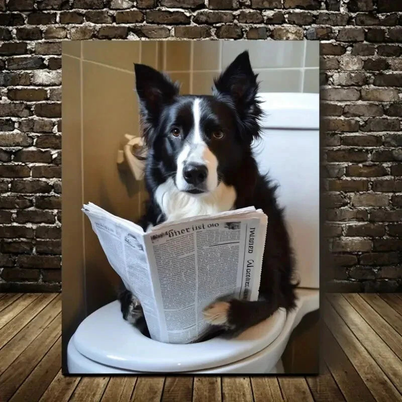 Beautiful Border Collie Contemporary Style Painting   40x60cm Metal Print Ready to Hang - Bella Home Decor