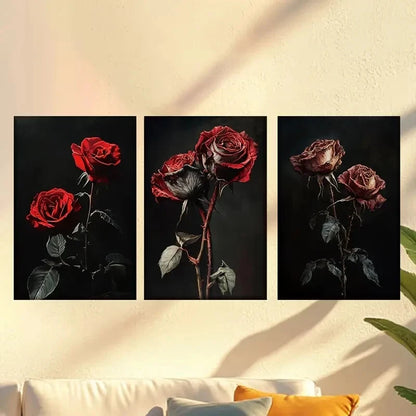 3pcs Three States of Rose, Blooming, Rotting 40x60cm - High Quality Print 100% Australian Made Wall Canvas Ready to Hang - Bella Home Decor