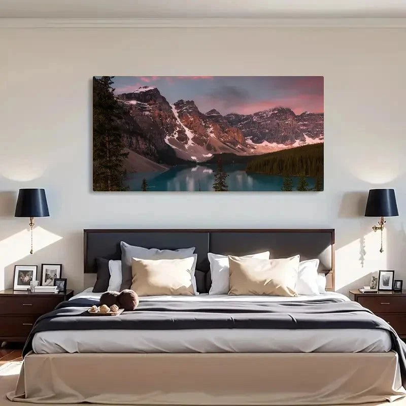 Moraine Lake Scenery Vintage Wall Art Canvas Office Home Room Framed 120x60cm