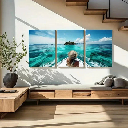 3pcs Turquoise Waters Island Paradise Travel Art Metal Print Ready to Hang Art - Bella Home Decor