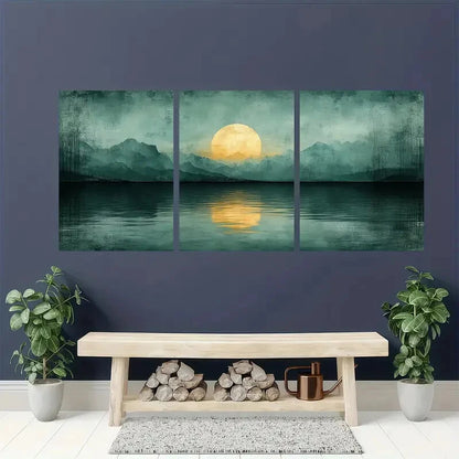 3pcs Abstract Sage Green Pastel Art Painting Metal Print Ready to Hang Art - Bella Home Decor