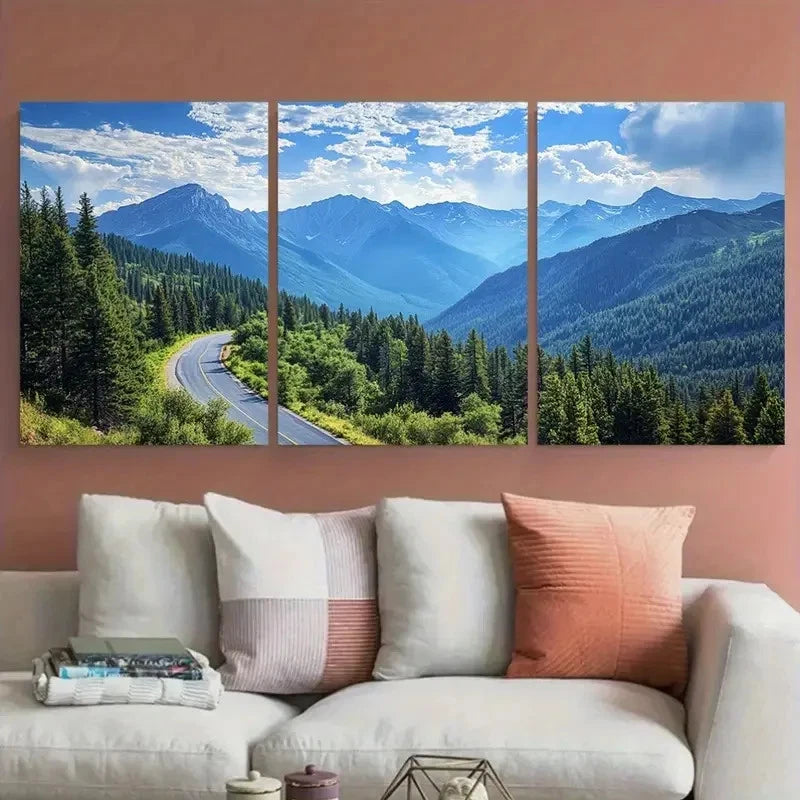 3pcs Trail Ridge Road Vibrant Colorado Forest Metal Print Ready to Hang Art - Bella Home Decor