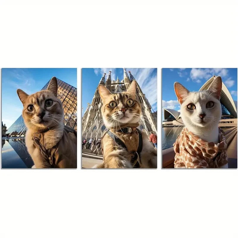 3pcs Louvre - The Sagrada Familia Pictures Metal Print Ready to Hang Art