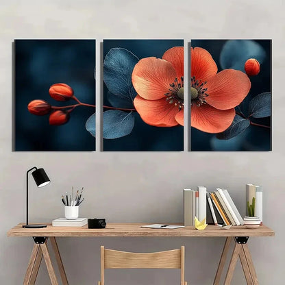 3pcs Dark Moody Wildflower Floral Botanical Metal Print Ready to Hang Art - Bella Home Decor